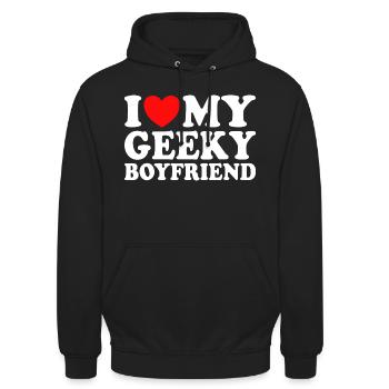 I love my geek boyfriend I love my geek boyfriend - Unisex Hoodie - black - Front - Alina (178cm) & Michal (187cm)