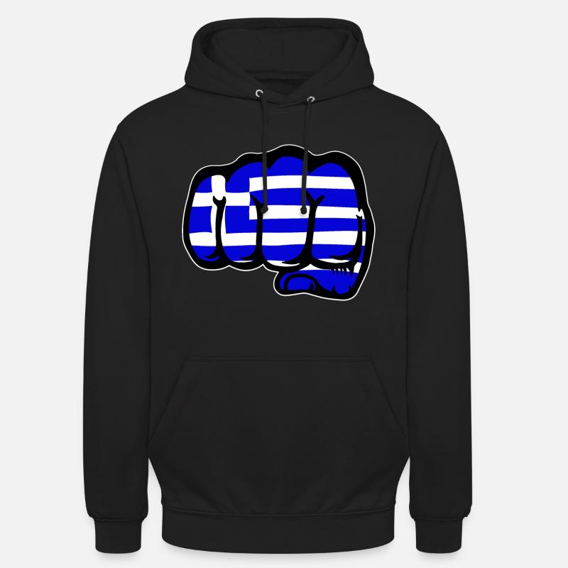 Grèce drapeau main poing - Sweat-shirt à capuche unisexe - noir