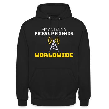 Opérateur radio amateur Fréquence des ondes radio - Sweat-shirt à capuche unisexe - noir - Devant - Alina (178cm) & Michal (187cm)