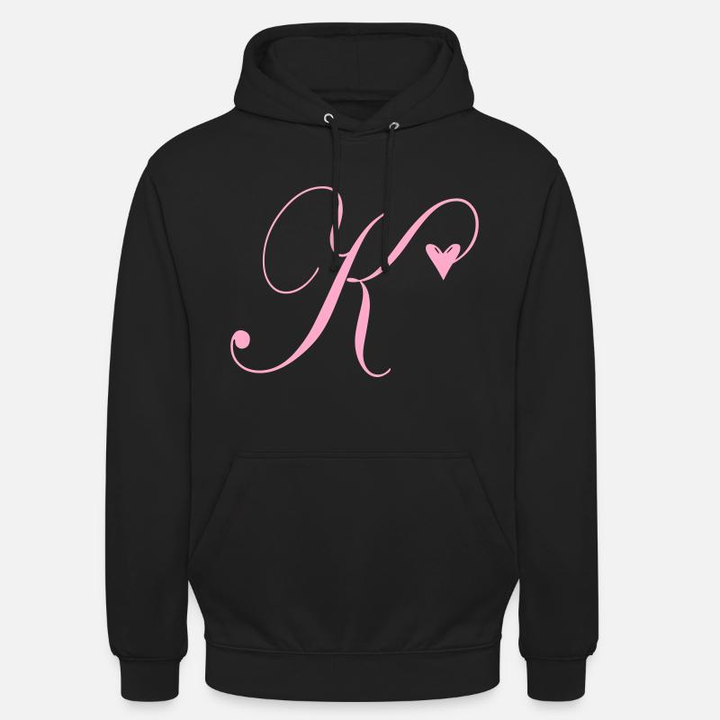 Monogramm K Herz Ranke - Unisex Hoodie - Schwarz