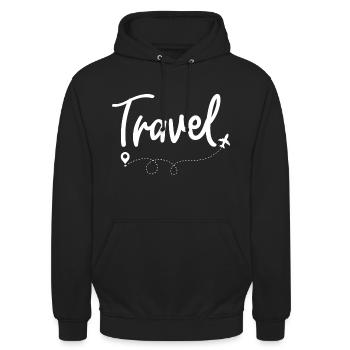 Travel - Unisex Hoodie - Schwarz - Vorne - Alina (178cm) & Michal (187cm)