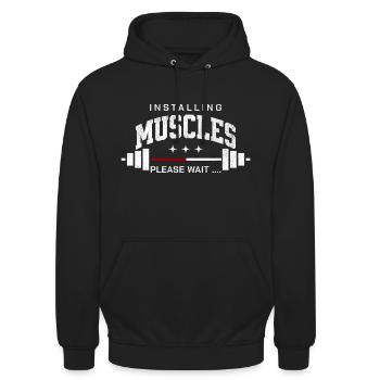 Installing Muscles please wait gym workout - Unisex Hoodie - black - Front - Alina (178cm) & Michal (187cm)