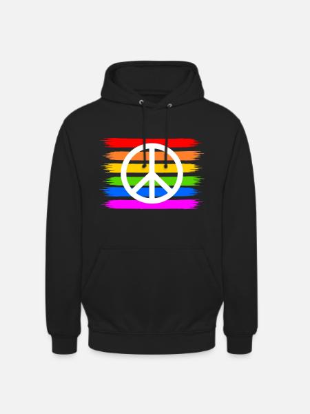 Peace Peacezeichen auf Regenbogenfahne regenbogen - Unisex Hoodie - Schwarz