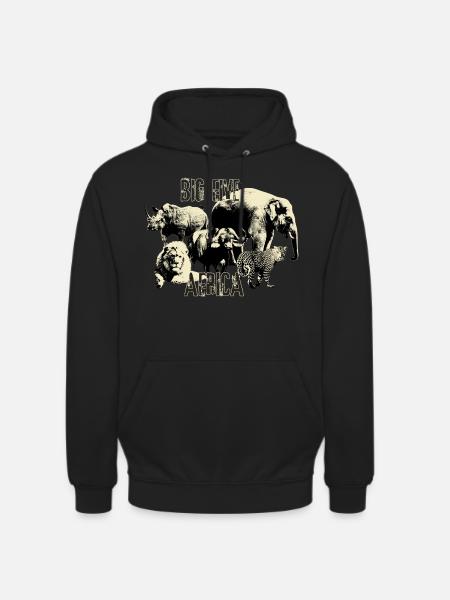 Africa Big Five Rhino Elephant Lion Leopard - Unisex Hoodie - black