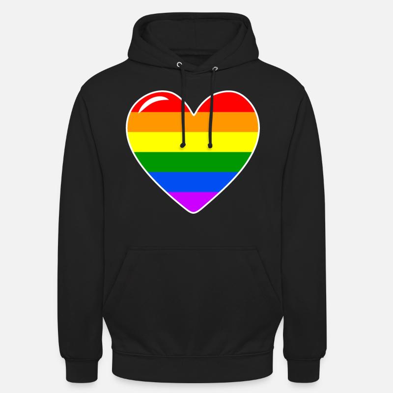 Coeur Amour Arc-en-ciel Drapeau - Sweat-shirt à capuche unisexe - noir