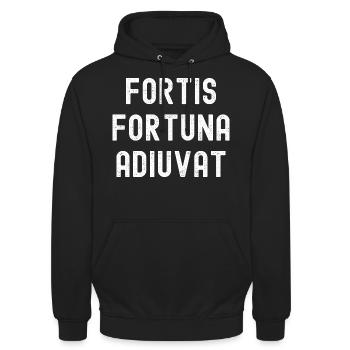 Fortis Fortuna Adiuvat (distressed) - Unisex Hoodie - black - Front - Alina (178cm) & Michal (187cm)