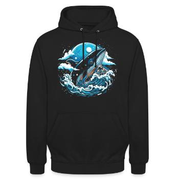 Space Whale Imagination - Unisex Hoodie - black - Front - Alina (178cm) & Michal (187cm)