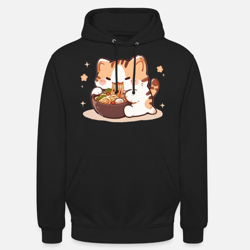Cat Eating Spaghetti Meme - Unisex Hoodie - black