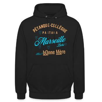 Marseille Fun Tee - Sweat-shirt à capuche unisexe - noir - Devant - Alina (178cm) & Michal (187cm)