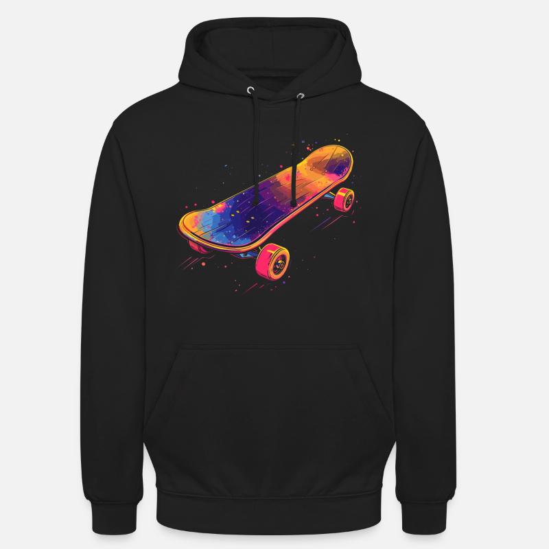 Illustration de planche à roulettes - Sweat-shirt à capuche unisexe - noir