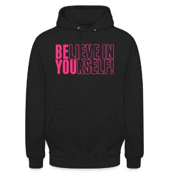 believe in yourself - be you - Sweat-shirt à capuche unisexe - noir - Devant - Alina (178cm) & Michal (187cm)