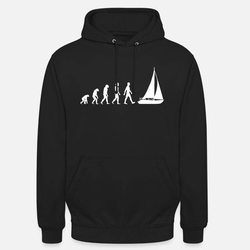 Voilier marin évolution - Sweat-shirt à capuche unisexe - noir