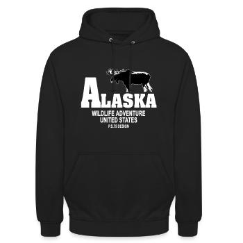 Alaska - Elch - Wildnis - Unisex Hoodie - Schwarz - Vorne - Alina (178cm) & Michal (187cm)