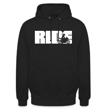 Ride Bike Motorradfahrerin Supersportler Bikerin - Unisex Hoodie - Schwarz - Vorne - Alina (178cm) & Michal (187cm)