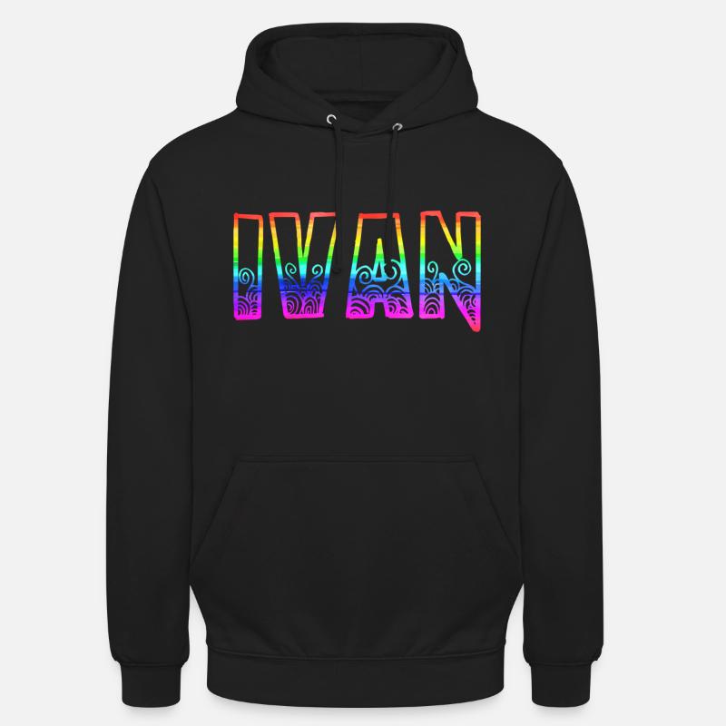 Ivan RS Arc-en-ciel - Sweat-shirt à capuche unisexe - noir