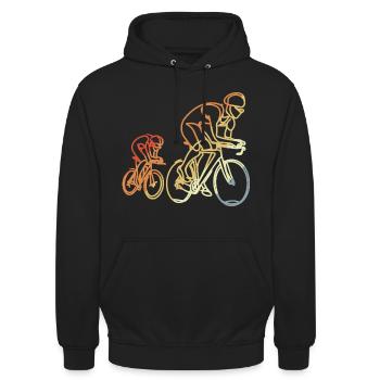 Rennrad Retro Stil - Unisex Hoodie - Schwarz - Vorne - Alina (178cm) & Michal (187cm)