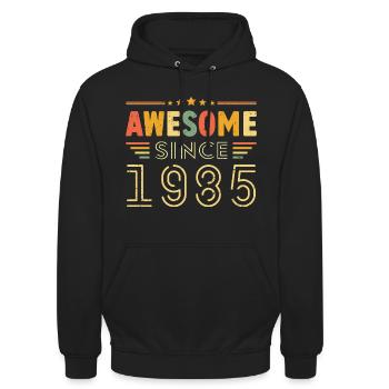 Vintage Legend 1985 Geschenk von 1985 - Jahrgang 1985 - Unisex Hoodie - Schwarz - Vorne - Alina (178cm) & Michal (187cm)