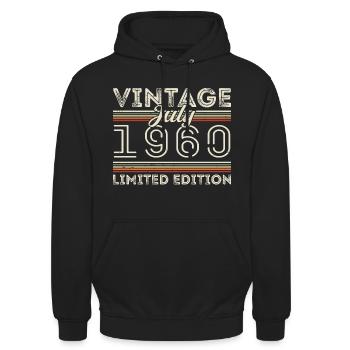 Juli 1960 Juli Geburtstagsgeschenk Juli 1960 - Unisex Hoodie - Schwarz - Vorne - Alina (178cm) & Michal (187cm)