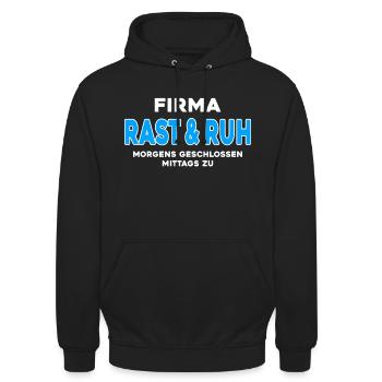 Firma Rast und Ruh - Unisex Hoodie - Schwarz - Vorne - Alina (178cm) & Michal (187cm)