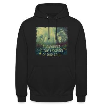 Wald Seele Heilung Natur Baum Bäume grün Lunge - Unisex Hoodie - Schwarz - Vorne - Alina (178cm) & Michal (187cm)
