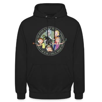 Rick And Morty Freunde Und Andere Parasiten - Unisex Hoodie - Schwarz - Vorne - Alina (178cm) & Michal (187cm)