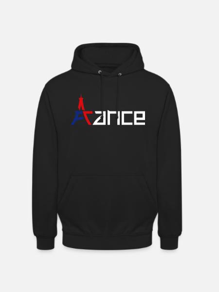 France - Frankreich - Sweat-shirt à capuche unisexe - noir