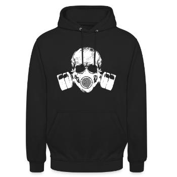 Gasmaske Ultra Skull - Unisex Hoodie - Schwarz - Vorne - Alina (178cm) & Michal (187cm)