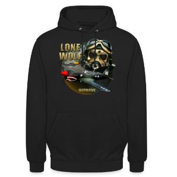 P40 Warhawk Einsamer Wolf - Unisex Hoodie - Schwarz - Vorne - Alina (178cm) & Michal (187cm)