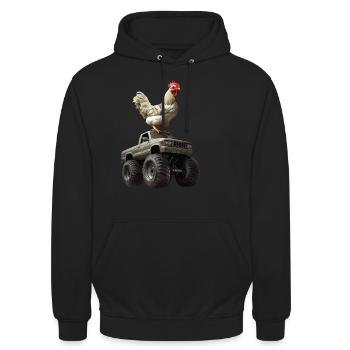 Huhn - Unisex Hoodie - Schwarz - Vorne - Alina (178cm) & Michal (187cm)
