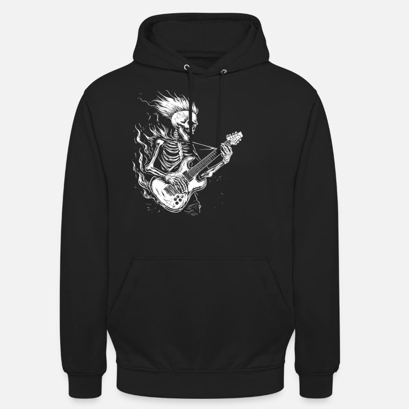 Cool Skeleton Guitariste Guitariste Musicien - Sweat-shirt à capuche unisexe - noir