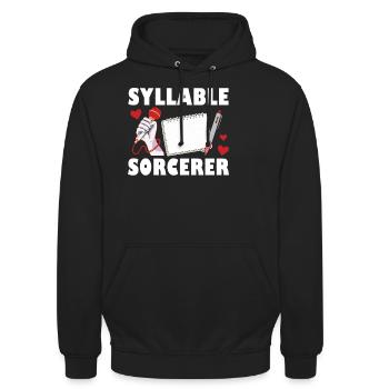 Silbenzauberer Poetry Slam - Unisex Hoodie - Schwarz - Vorne - Alina (178cm) & Michal (187cm)