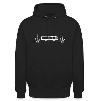 Bus battement de coeur bus bus ECG Bus - Sweat-shirt à capuche unisexe - noir - Devant - Alina (178cm) & Michal (187cm)