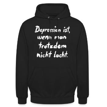 Depression ist,... weiße Schrift - Unisex Hoodie - Schwarz - Vorne - Alina (178cm) & Michal (187cm)