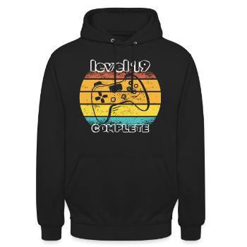 level 19 complete - Unisex Hoodie - black - Front - Alina (178cm) & Michal (187cm)