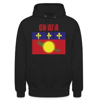GWADA Guadeloupe flag t-shirt - Unisex Hoodie - black - Front - Alina (178cm) & Michal (187cm)
