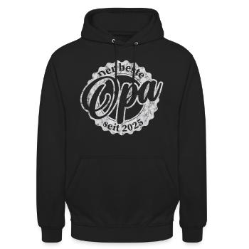 Der Beste Opa seit 2025 - Unisex Hoodie - Schwarz - Vorne - Alina (178cm) & Michal (187cm)