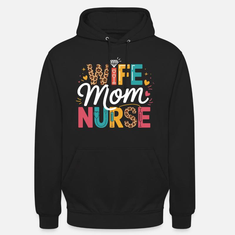 Épouse Maman Infirmière Léopard - Sweat-shirt à capuche unisexe - noir