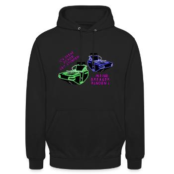 Breaker Runden Neon - Unisex Hoodie - Schwarz - Vorne - Alina (178cm) & Michal (187cm)