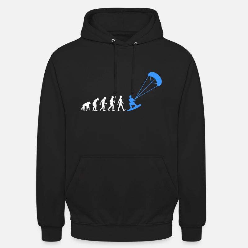 Kitesurfer Evolution Kitesurfen Entwicklung - Unisex Hoodie - Schwarz