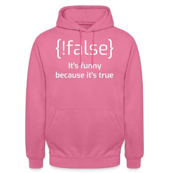 Funny False Programming Joke I - Unisex Hoodie - pink - Front - Alina (178cm) & Michal (187cm)