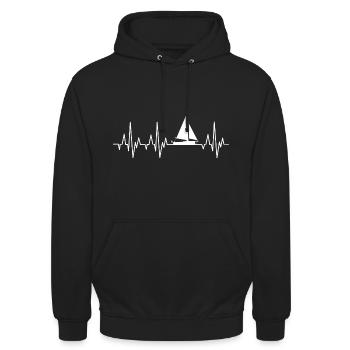 Segelboot Herzschlag Segeln - Unisex Hoodie - Schwarz - Vorne - Alina (178cm) & Michal (187cm)