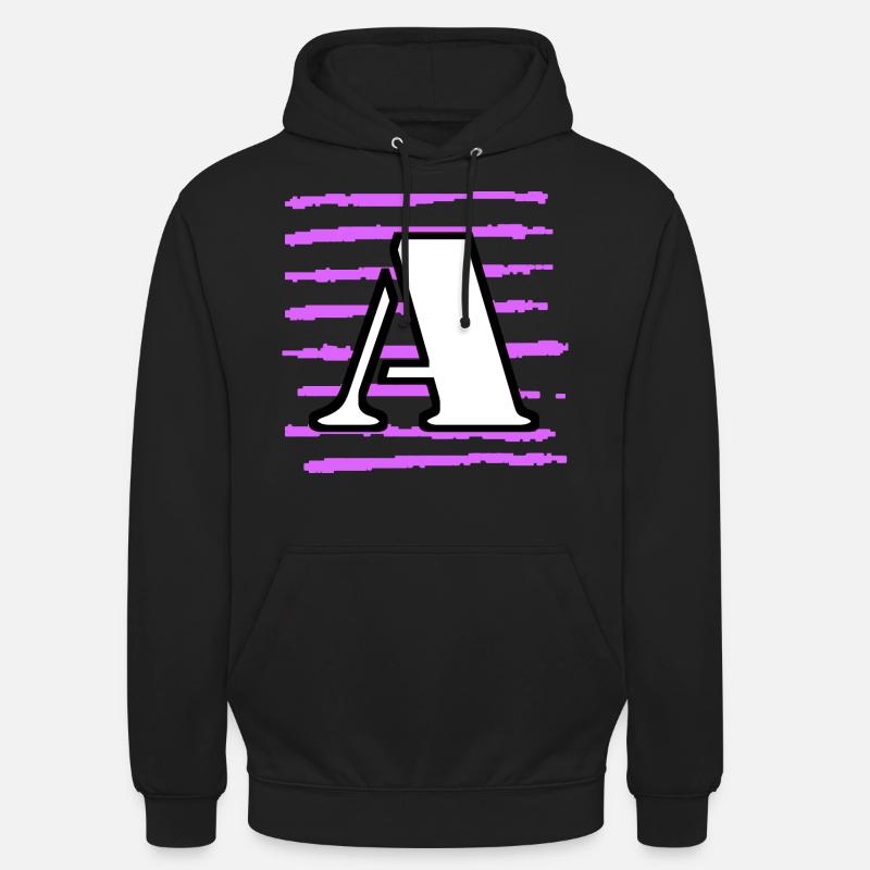 noir blanc violet rayé a - Sweat-shirt à capuche unisexe - noir