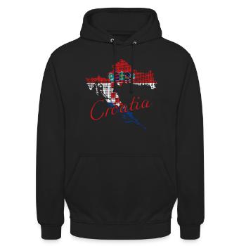 Croatia - Unisex Hoodie - Schwarz - Vorne - Alina (178cm) & Michal (187cm)