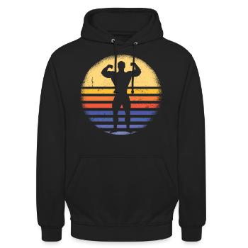 Sport Rétro Coucher de soleil Musculation - Sweat-shirt à capuche unisexe - noir - Devant - Alina (178cm) & Michal (187cm)