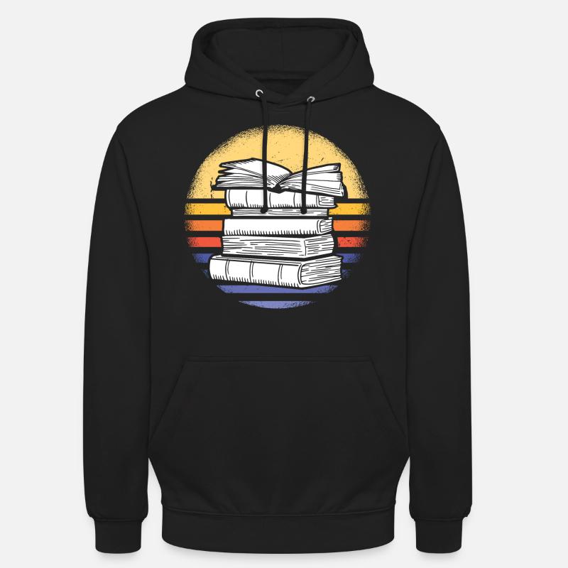 Reader Retro Sunset Reading - Unisex Hoodie - black