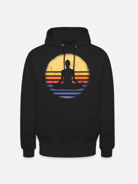 Yogi Retro Sunset Yoga - Unisex Hoodie - black