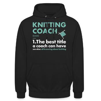 Knitter Coach Definition Knitting - Unisex Hoodie - Schwarz - Vorne - Alina (178cm) & Michal (187cm)