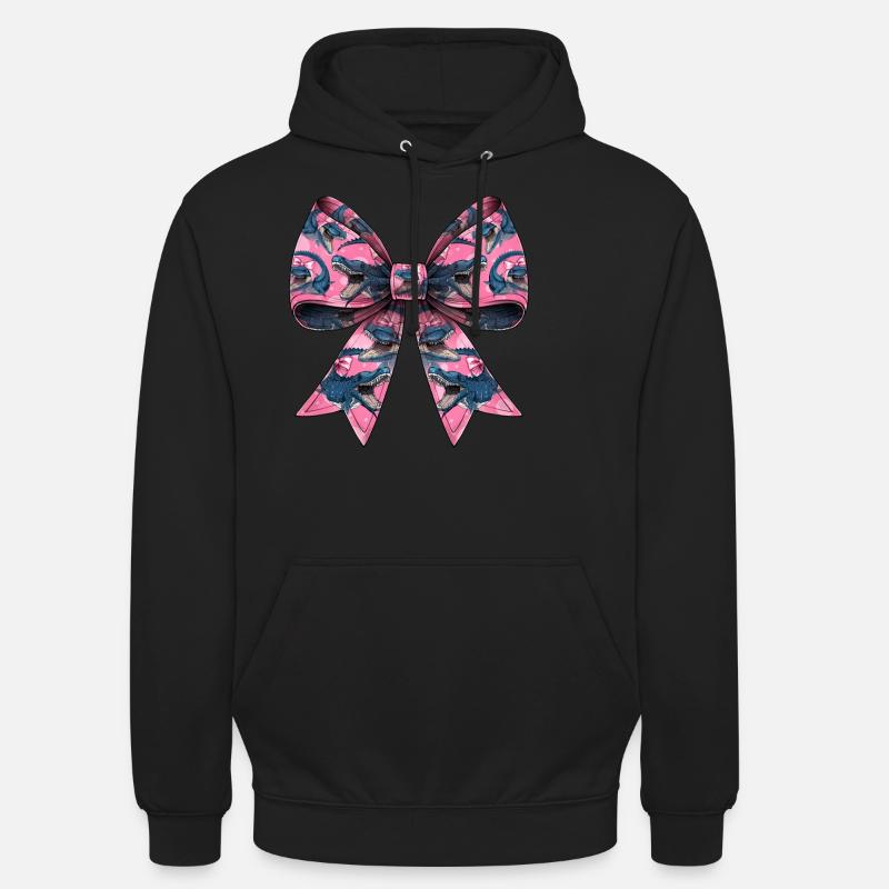 Coquette Bow Mosasaurus Dinosaur Pattern - Unisex Hoodie - black