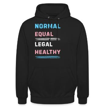 Transgender Message zu Gleichheit und Rechten - Unisex Hoodie - Schwarz - Vorne - Alina (178cm) & Michal (187cm)
