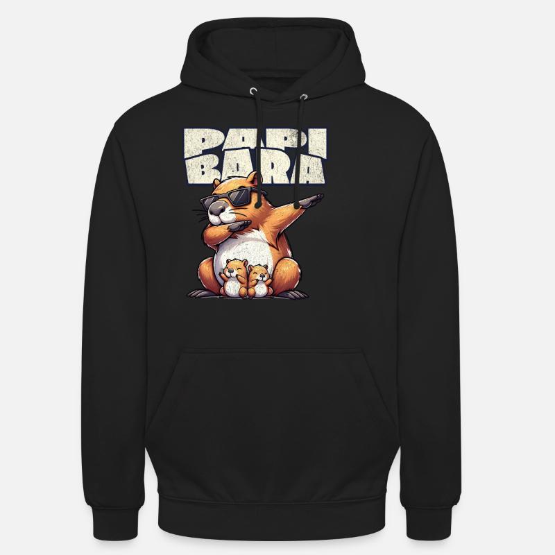 Papibara Capybara Père Papa - Sweat-shirt à capuche unisexe - noir
